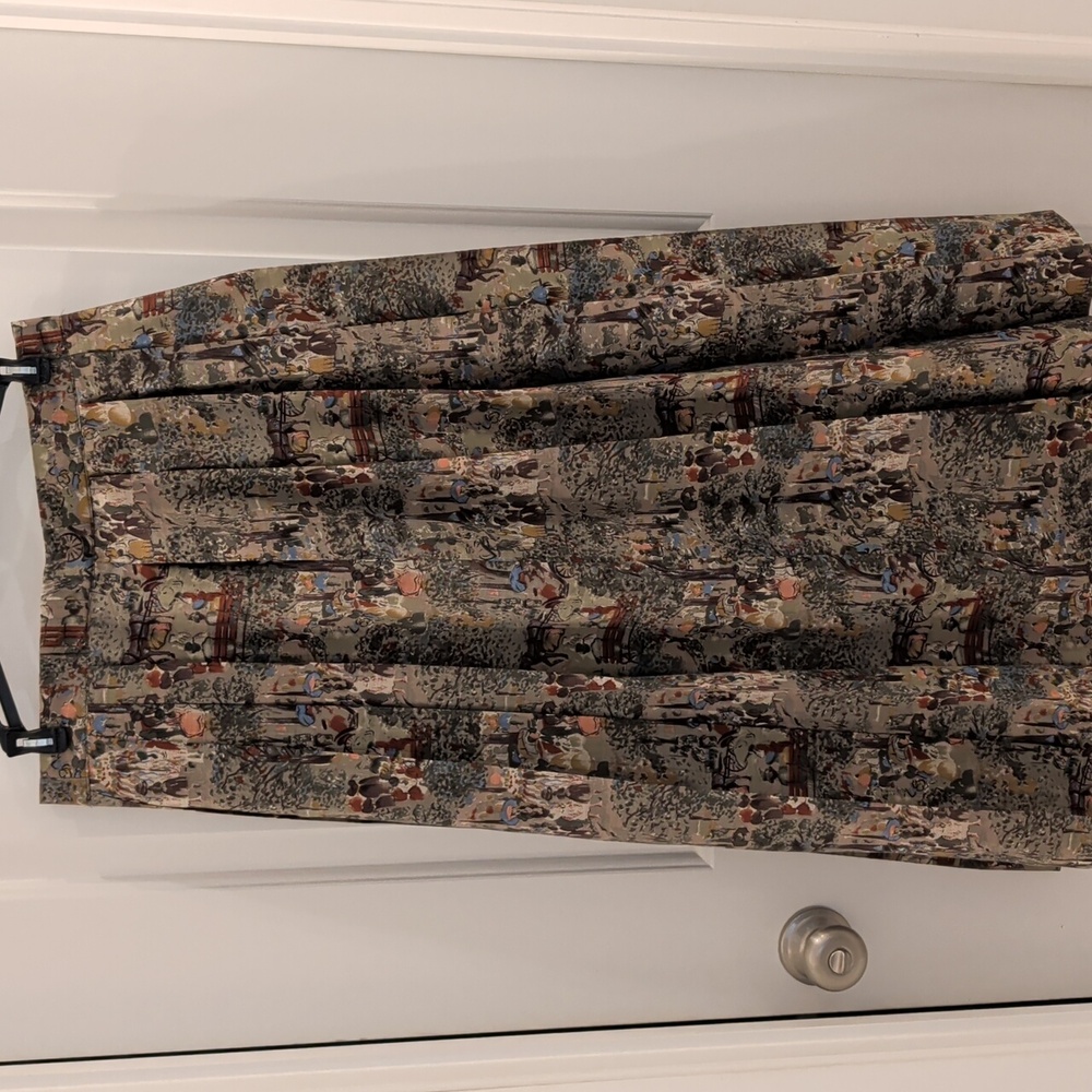 Geiger Vintage Charming Country Life Printed Pleated Long Lined Max Skirt